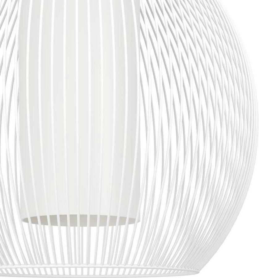 EGLO Hanglamp RAZONI 1 Pendellampe Stahl und Glas IP20 E27 Hängelampe Lampe Hanglamp van metaal en glas in wit E27 fitting (1 stuk)