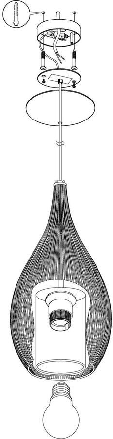 EGLO Hanglamp RAZONI Hanglamp H130 x Ø19 cm Vintage Industrieel 1X60W excl. (1 stuk) - Foto 2