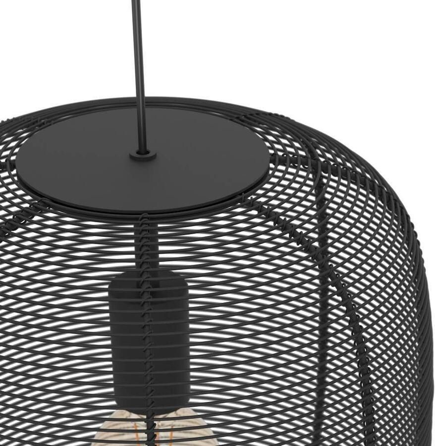 EGLO Hanglamp RINROE Pendellampe Stahl E27 IP20 Vintage Wohnzimmerlampe Lampe Hanglamp eetkamerlamp metaal zwart hanglamp Ø 32 5 cm (1 stuk)