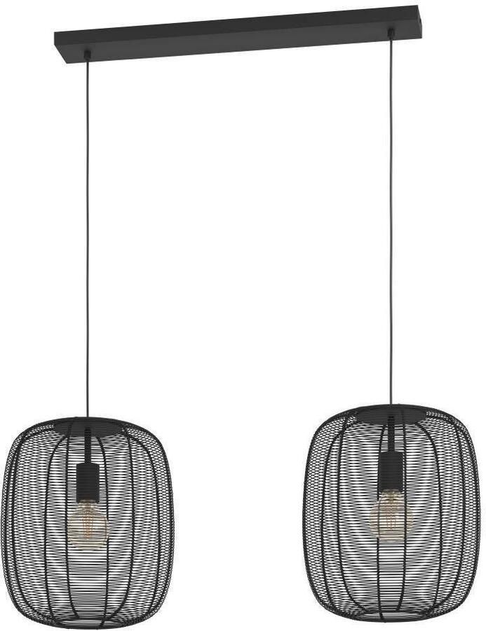 EGLO Hanglamp RINROE Pendellampe Stahl E27 IP20 Vintage Wohnzimmerlampe Lampe Hanglamp eetkamerlamp metaal in zwart hanglamp (1 stuk) - Foto 3