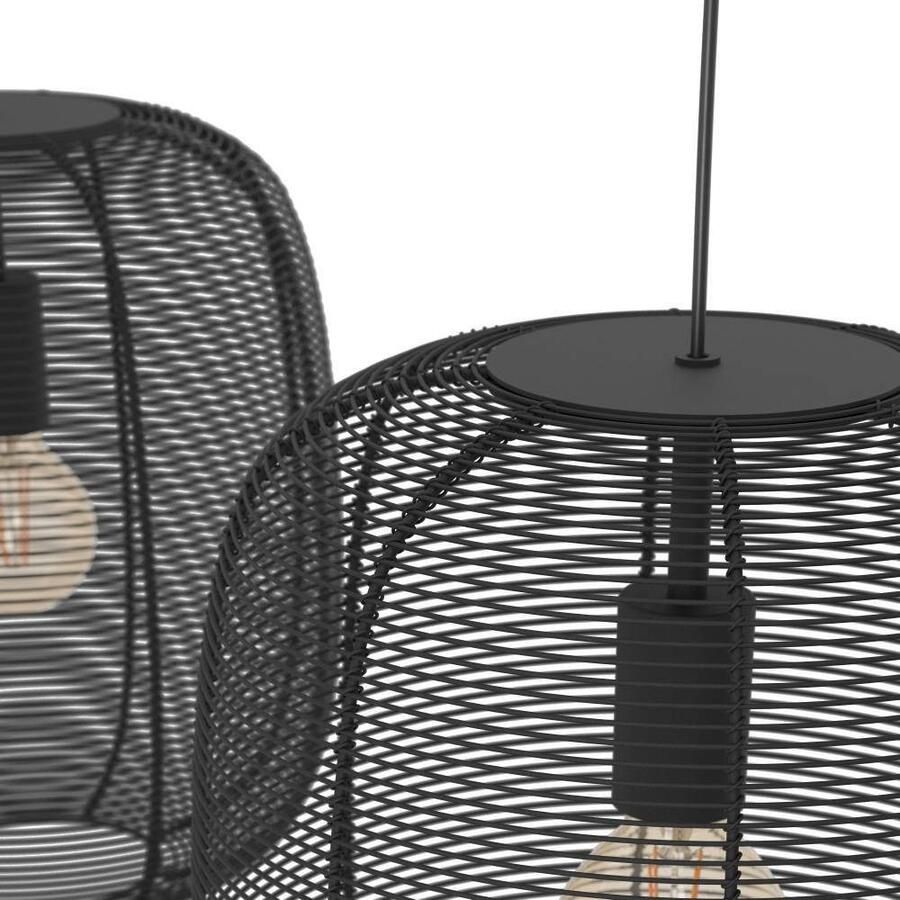 EGLO Hanglamp RINROE Pendellampe Stahl E27 IP20 Vintage Wohnzimmerlampe Lampe Hanglamp eetkamerlamp metaal in zwart hanglamp (1 stuk)