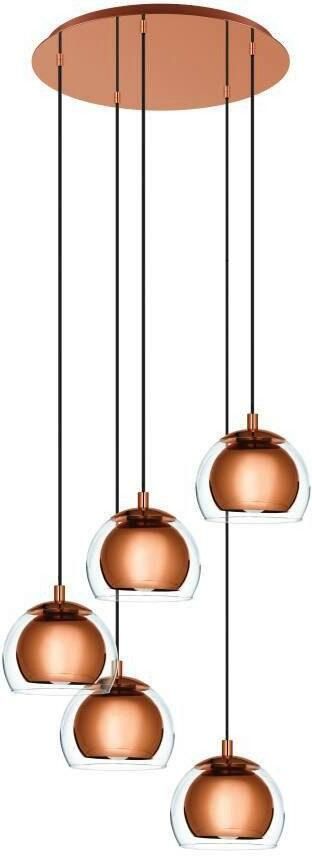 EGLO Hanglamp ROCAMAR 1 Hanglamp van staal en glas in koper helder eettafel lamp E27 (1 stuk) - Foto 2