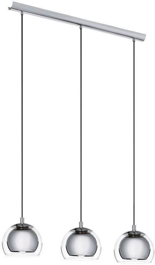 EGLO Hanglamp ROCAMAR Pendellampe Stahl und Glas E27 IP20 Esszimmerlampe Lampe Hanglamp metaal in chroom en glas in helder eettafel lamp E27 (1 stuk)