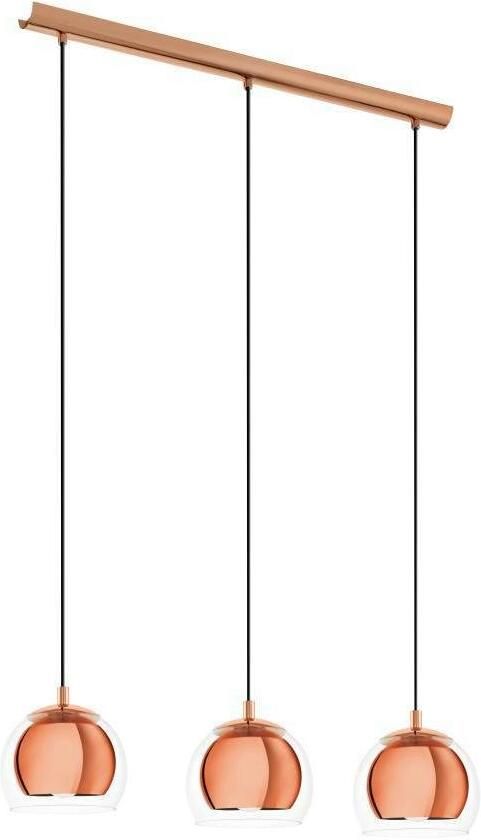EGLO Hanglamp ROCAMAR Pendellampe Stahl und Glas E27 IP20 Esszimmerlampe Lampe Hanglamp metaal in koper en glas in helder eettafel lamp E27 (1 stuk) - Foto 3