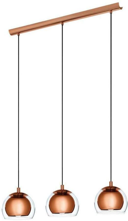 EGLO Hanglamp ROCAMAR Pendellampe Stahl und Glas E27 IP20 Esszimmerlampe Lampe Hanglamp metaal in koper en glas in helder eettafel lamp E27 (1 stuk) - Foto 2