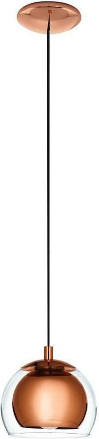 EGLO Hanglamp ROCAMAR Pendellampe Stahl und Glas E27 IP20 Esszimmerlampe Lampe Hanglamp metaal in koper en glas in helder eettafel lamp E27 (1 stuk) - Foto 4