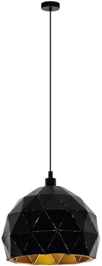 EGLO Hanglamp ROCCAFORTE Pendellampe Stahl E27 IP20 Esszimmerlampe Hängelampe Hanglamp metaal in zwart en goudkleur E27 fitting Ø 30 cm (1 stuk) - Foto 4