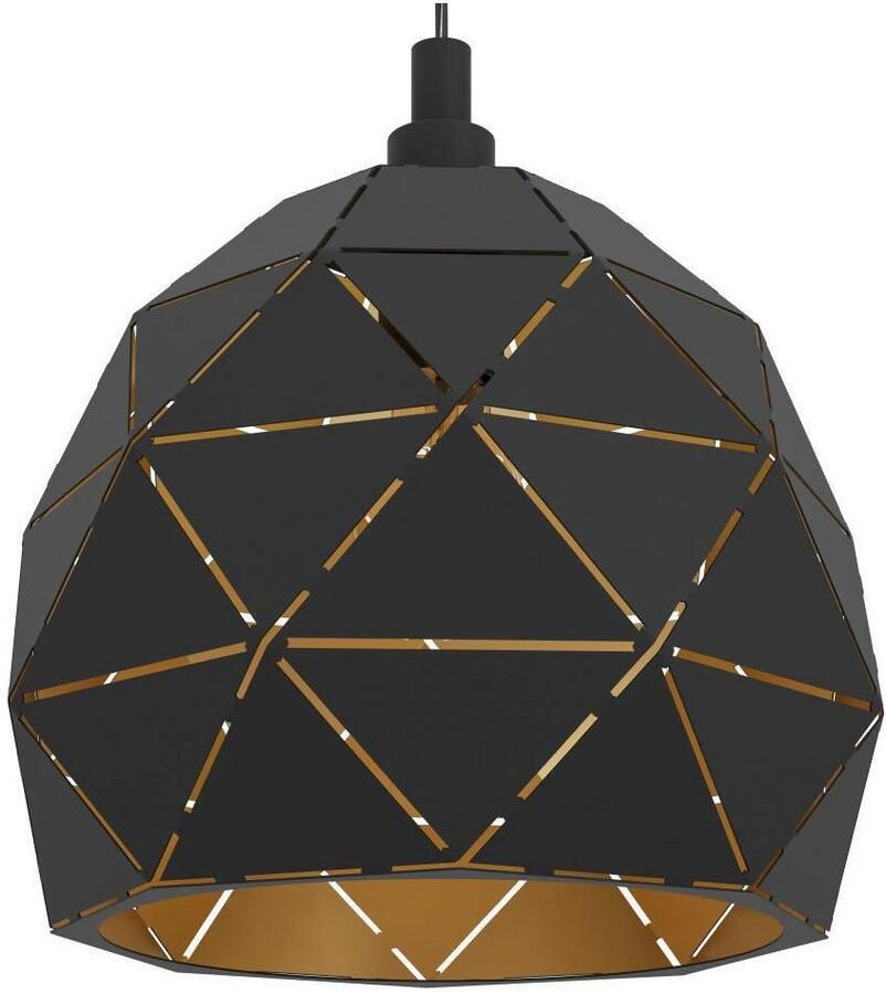 EGLO Hanglamp ROCCAFORTE Pendellampe Stahl E27 IP20 Esszimmerlampe Hängelampe Hanglamp metaal in zwart en goudkleur E27 fitting Ø 30 cm (1 stuk)