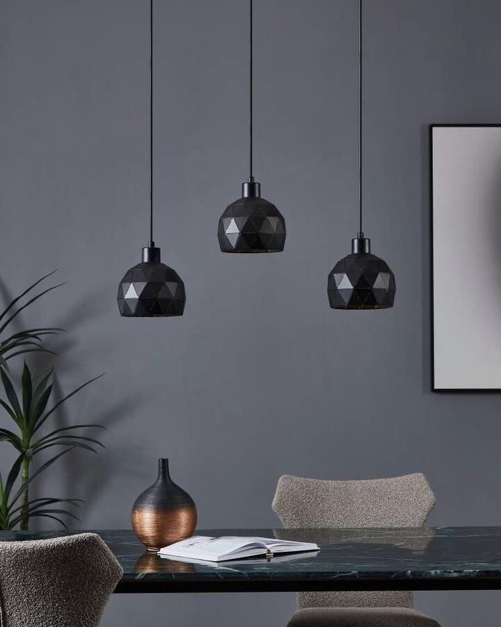 EGLO Hanglamp ROCCAFORTE Pendellampe Stahl E27 IP20 Esszimmerlampe Hängelampe Hanglamp van metaal in zwart en goudkleur E14 fitting (1 stuk) - Foto 8