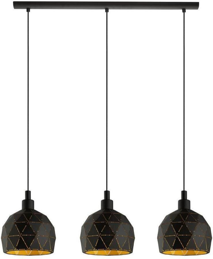 EGLO Hanglamp ROCCAFORTE Pendellampe Stahl E27 IP20 Esszimmerlampe Hängelampe Hanglamp van metaal in zwart en goudkleur E14 fitting (1 stuk) - Foto 2