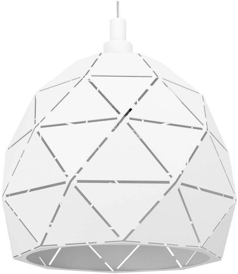 EGLO Hanglamp ROCCAFORTE Pendellampe Stahl E27 IP20 Esszimmerlampe Hängelampe Hanglamp van staal wit fitting: E27 Ø 40 cm (1 stuk) - Foto 2