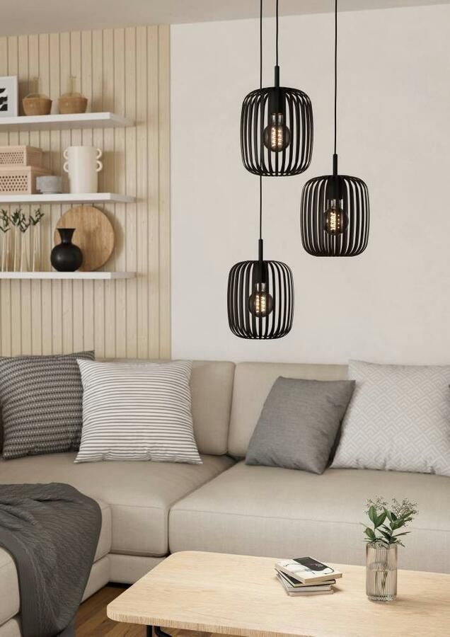 EGLO Hanglamp ROMAZZINA hanglamp eettafellamp zandkleurig metaal E27 (1 stuk) - Foto 6