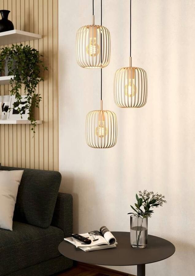 EGLO Hanglamp ROMAZZINA hanglamp eettafellamp zandkleurig metaal E27 (1 stuk) - Foto 5