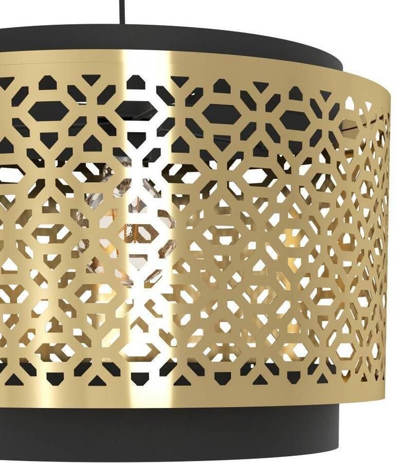 EGLO Hanglamp SANDBACH Pendellampe Stahl E27 IP20 Wohnzimmerlampe Retro Lampe Hanglamp messing en metaal in zwart E27 fitting Ø 42 cm (1 stuk)