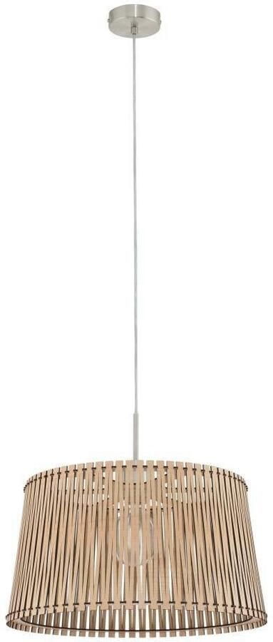 EGLO Hanglamp SENDERO Pendellampe Stahl und Holz E27 IP20 Wohnzimmerlampe Lampe Hanglamp staal in nikkel-mat hout in esdoorn natuur E27 Ø 45 cm (1 stuk) - Foto 3