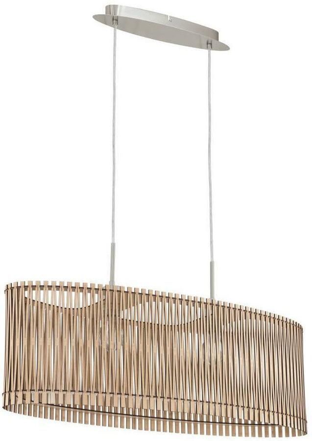 EGLO Hanglamp SENDERO Pendellampe Stahl und Holz E27 IP20 Wohnzimmerlampe Lampe Hanglamp staal in nikkel-mat hout in esdoorn natuur E27 77 5 cm (1 stuk) - Foto 6