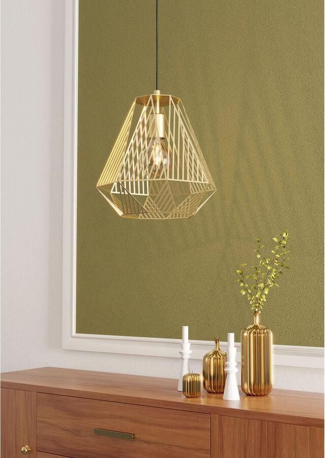 EGLO Hanglamp STYPE Hängelampe Stahl Vintage E27 Pendellampe Esszimmerlampe Hanglamp in goudkleur van staal excl. E27 40W (1 stuk) - Foto 3