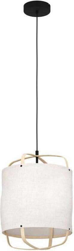 EGLO Hanglamp SURFLEET Hanglamp linnen in beige bamboe en metaal in zwart E27 (1 stuk) - Foto 3