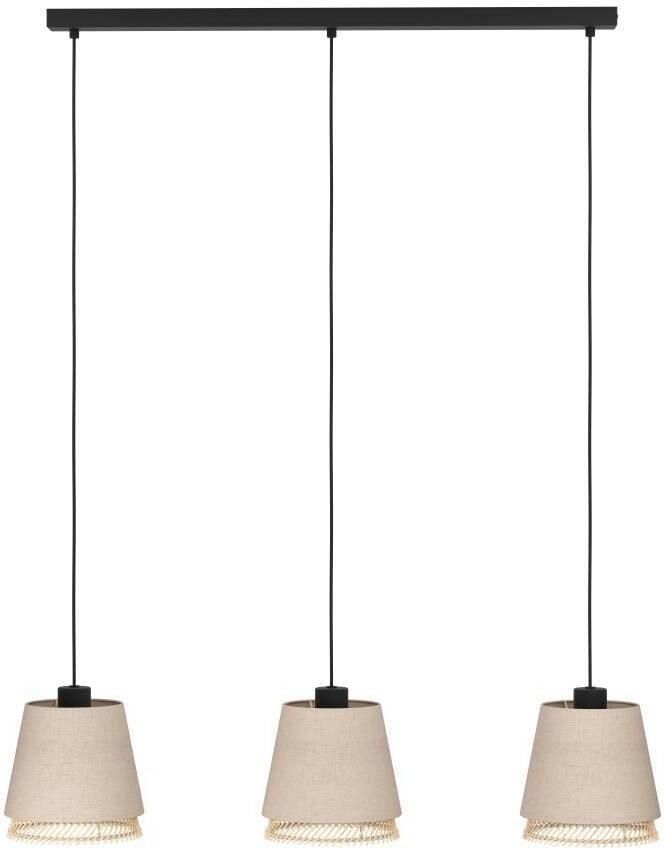 EGLO Hanglamp TABLEY Pendellampe Stahl und Textil E27 IP20 Esszimmerlampe Lampe Hanglamp eetkamerlamp bamboe en linnen E27 fitting 89 cm (1 stuk) - Foto 3