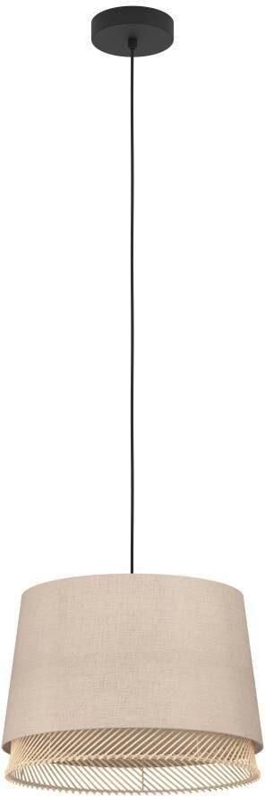 EGLO Hanglamp TABLEY Pendellampe Stahl und Textil E27 IP20 Esszimmerlampe Lampe Hanglamp eetkamerlamp bamboe en linnen hanglamp Ø 38 cm (1 stuk) - Foto 3