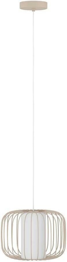 EGLO Hanglamp TERRAROSA Pendellampe Stahl und Textil Esstischlampe Hängelampe Hanglamp metaal in zandkleur en textiel in wit E27 Ø 28 5 cm (1 stuk) - Foto 6