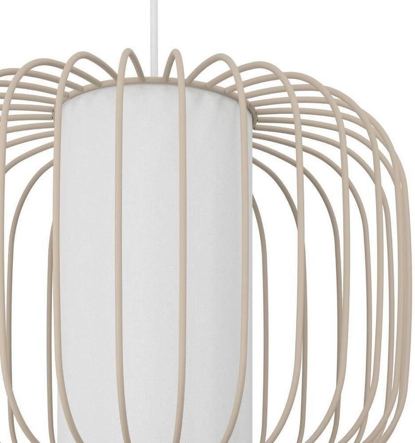 EGLO Hanglamp TERRAROSA Pendellampe Stahl und Textil Esstischlampe Hängelampe Hanglamp metaal in zandkleur en textiel in wit E27 Ø 28 5 cm (1 stuk) - Foto 3