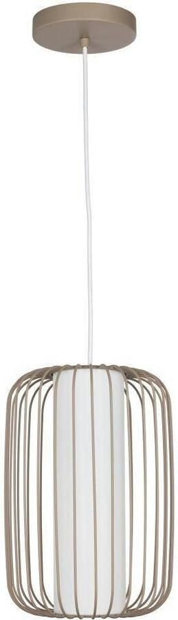 EGLO Hanglamp TERRAROSA Pendellampe Stahl und Textil Esstischlampe Hängelampe Hanglamp metaal in zandkleur textiel in wit E27 Ø 24 cm (1 stuk) - Foto 4