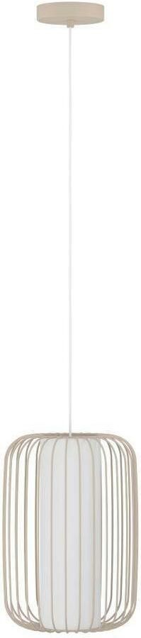 EGLO Hanglamp TERRAROSA Pendellampe Stahl und Textil Esstischlampe Hängelampe Hanglamp metaal in zandkleur textiel in wit E27 Ø 24 cm (1 stuk) - Foto 5