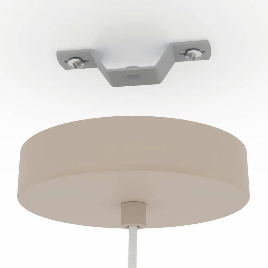 EGLO Hanglamp TERRAROSA Pendellampe Stahl und Textil Esstischlampe Hängelampe Hanglamp metaal in zandkleur textiel in wit E27 Ø 24 cm (1 stuk)