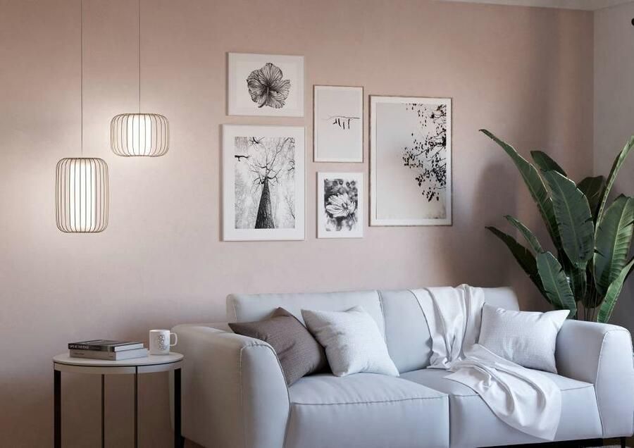 EGLO Hanglamp TERRAROSA Pendellampe Stahl und Textil Esstischlampe Hängelampe Hanglamp metaal in zandkleur textiel in wit E27 Ø 24 cm (1 stuk) - Foto 3