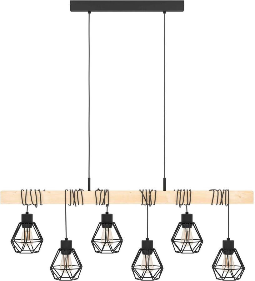 EGLO Hanglamp TOWNSHEND 5 Vintage hanglamp Industrial retro lamp van staal en hout E27 - Foto 5