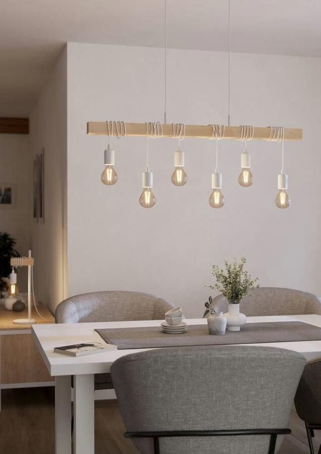 EGLO Hanglamp TOWNSHEND Hängelampe Pendelleuchte Holz Stahl Retro Industrial Vintage hanglamp industriële stijl retro hanglamp staal hout (1 stuk) - Foto 2