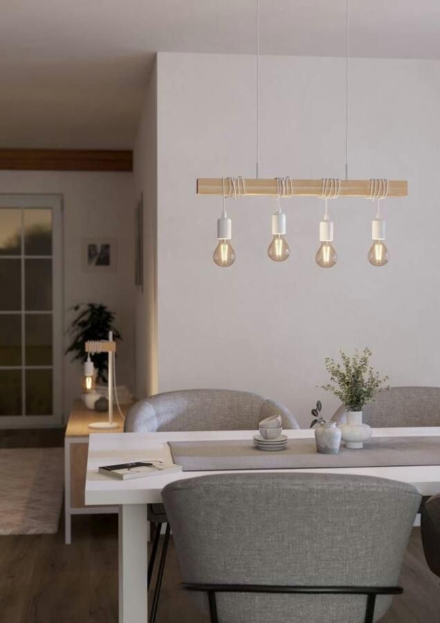 EGLO Hanglamp TOWNSHEND Hängelampe Pendelleuchte Holz Stahl Retro Industrial Vintage hanglamp industriële stijl retro hanglamp staal hout (1 stuk) - Foto 2