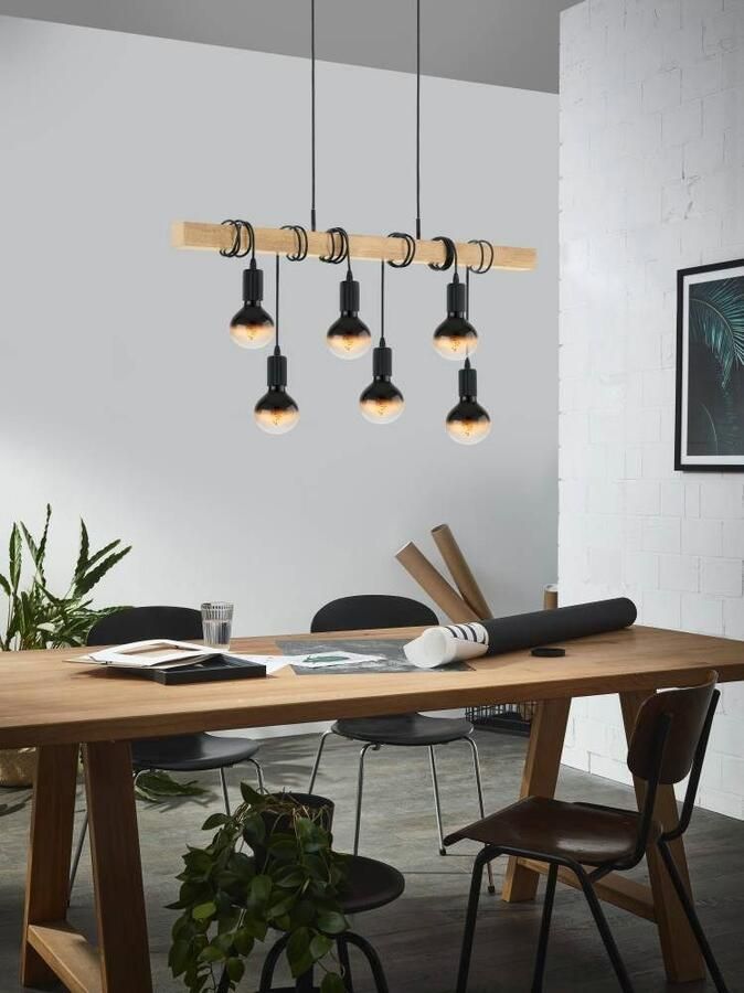 EGLO Hanglamp TOWNSHEND Hängelampe Pendelleuchte Holz Stahl Retro Industrial Vintage hanglamp in industriële stijl retro hanglamp (1 stuk) - Foto 2