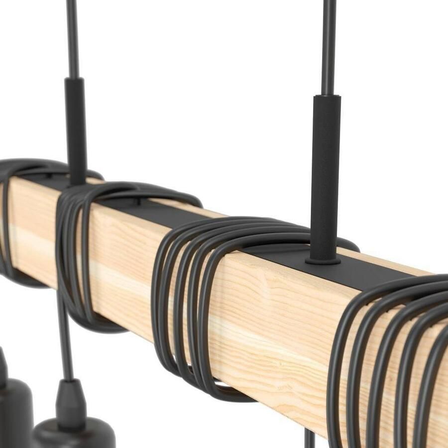 EGLO Hanglamp TOWNSHEND Hängelampe Pendelleuchte Holz Stahl Retro Industrial Vintage hanglamp retro lamp industriële stijl zwart bruin (1 stuk)