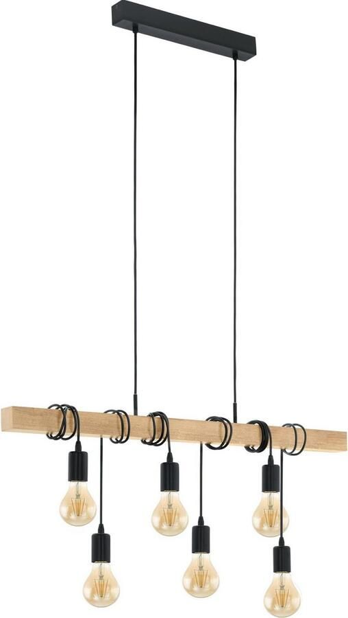 EGLO Hanglamp TOWNSHEND zwart bruin l100 x h110 x b10 cm retro vintage eettafel - Foto 5