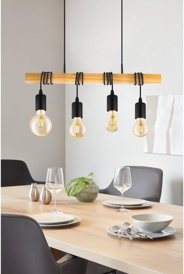 EGLO Hanglamp TOWNSHEND zwart bruin l70 x h110 x b10 5 cm vintage retro eettafel - Foto 4