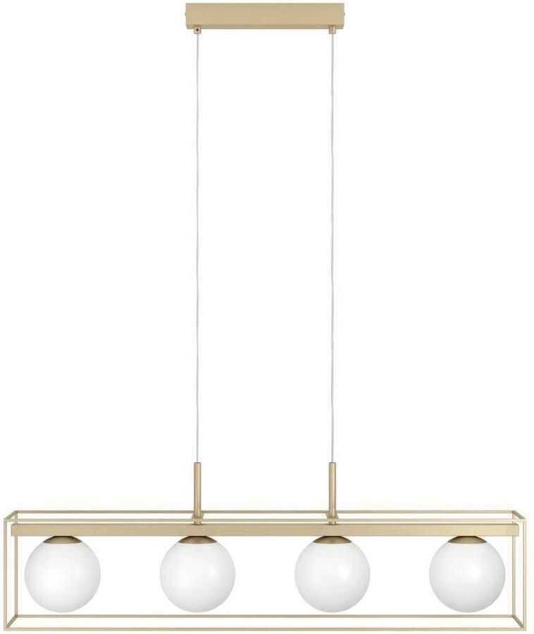 EGLO Hanglamp VALLASPRA Pendellampe Stahl Glas E14 IP20 Esszimmerlampe Lampe Hanglamp van staal kleur: champagne glas: wit opaal-mat E14 (1 stuk) - Foto 6
