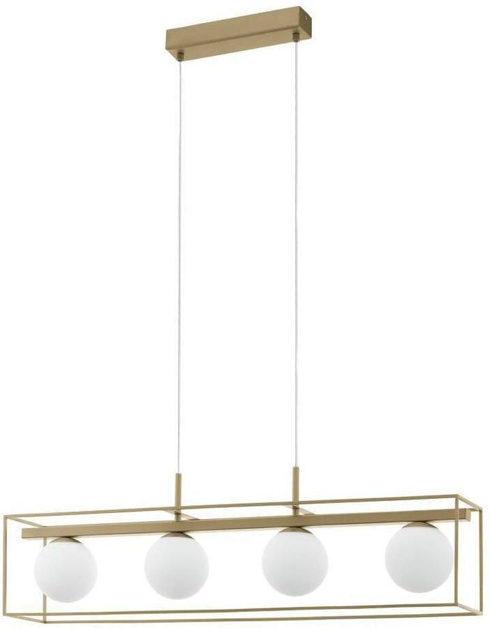 EGLO Hanglamp VALLASPRA Pendellampe Stahl Glas E14 IP20 Esszimmerlampe Lampe Hanglamp van staal kleur: champagne glas: wit opaal-mat E14 (1 stuk) - Foto 5