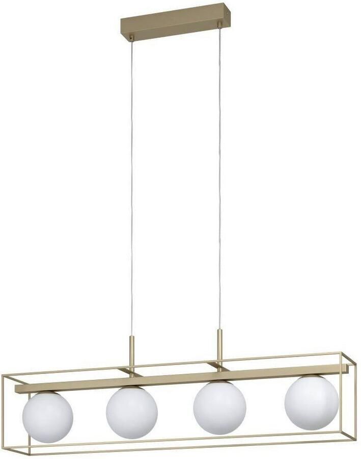 EGLO Hanglamp VALLASPRA Pendellampe Stahl Glas E14 IP20 Esszimmerlampe Lampe Hanglamp van staal kleur: champagne glas: wit opaal-mat E14 (1 stuk) - Foto 4