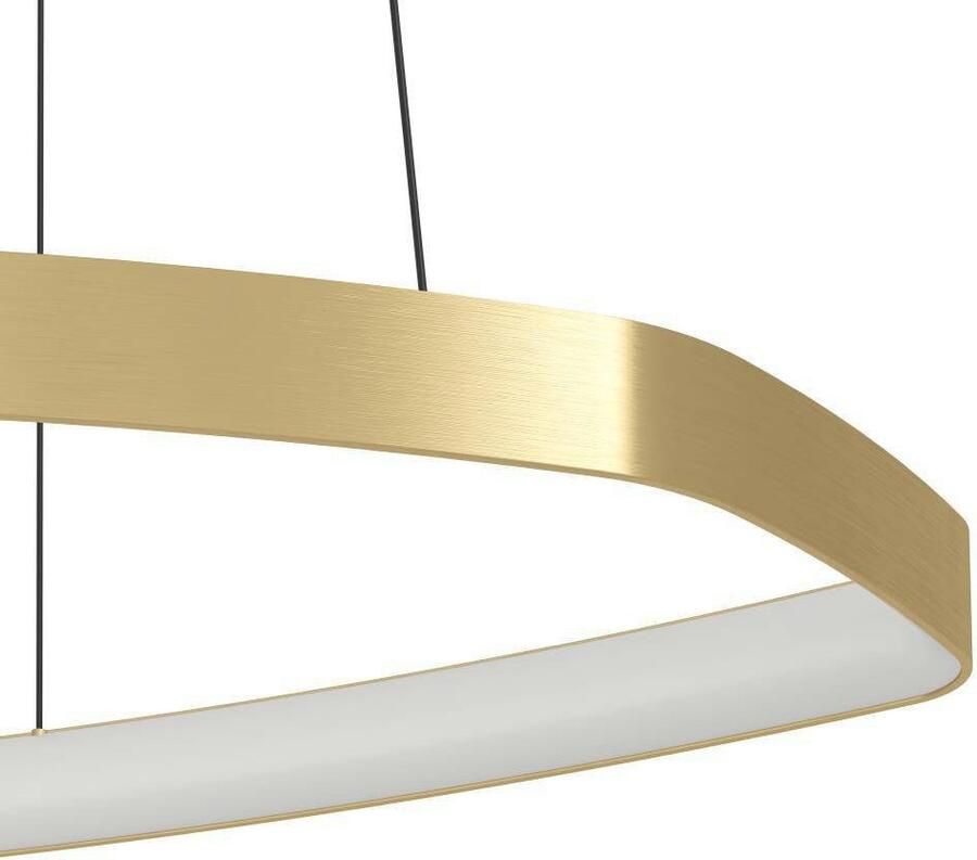 EGLO Hanglamp VALLEROSA Pendellampe Alu Stahl und Kunststoff Esstischlampe Lampe dimbare pendelleuchte metall in messing-gebürstet lampe ø 58 cm (1 stuk)