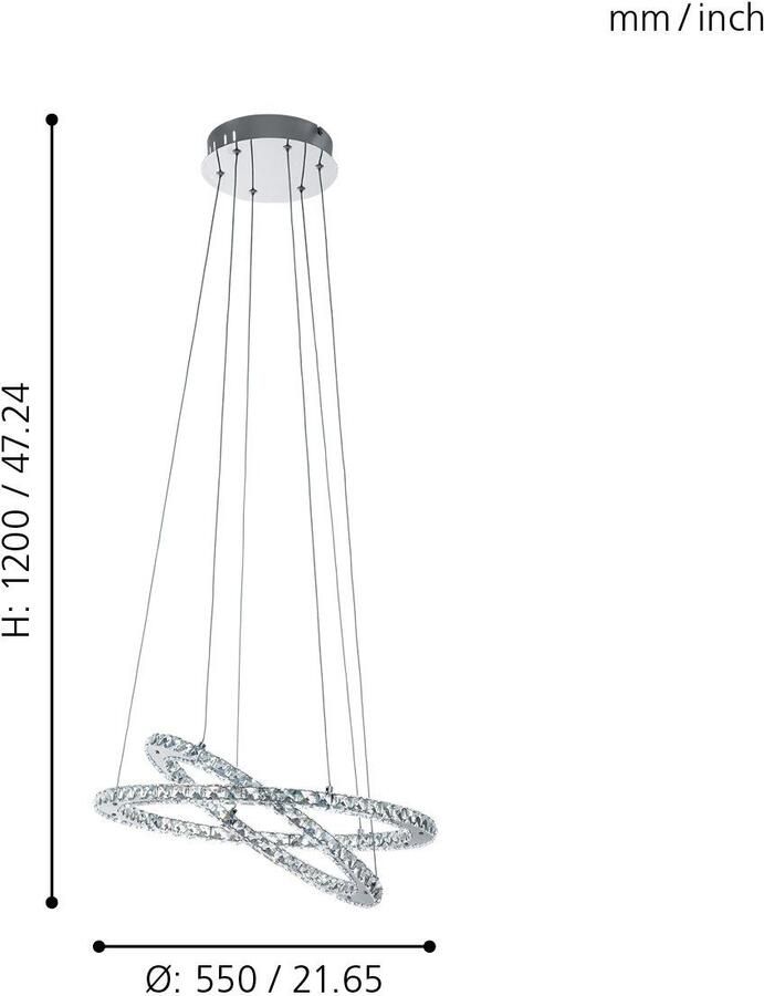 EGLO Hanglamp VARRAZO Hanglamp staal en glas hanglamp eetkamerlamp lamp (1 stuk) - Foto 4