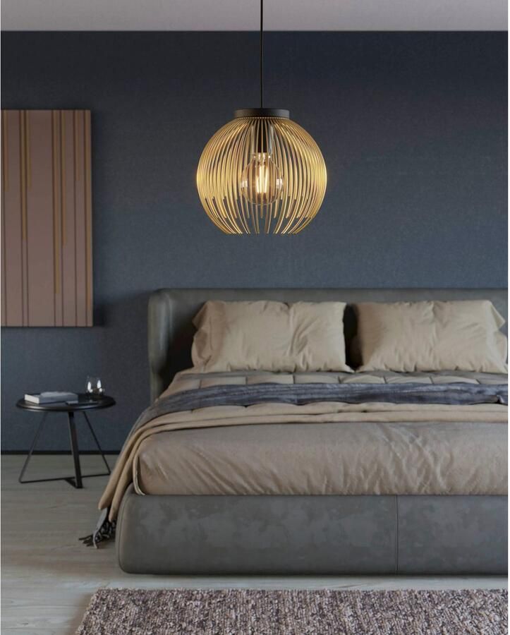 EGLO Hanglamp VENEZUELA hanglamp eettafellamp metaal zwart goud E27 Hanglamp eettafel hanglamp van metaal in zwart en goudkleur E27 (1 stuk) - Foto 2