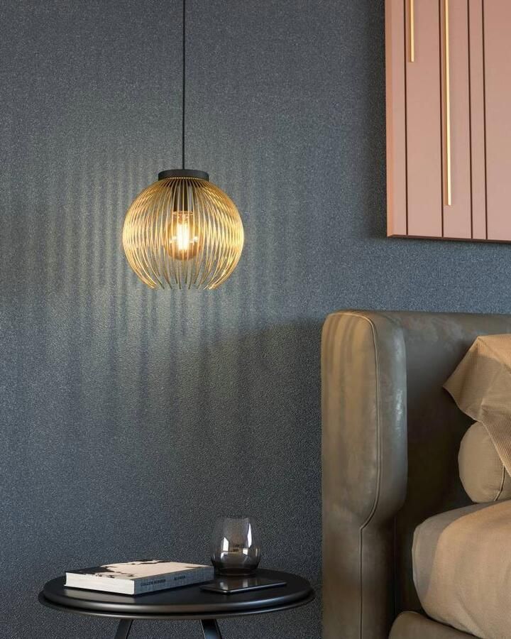 EGLO Hanglamp VENEZUELA hanglamp eettafellamp metaal zwart goud E27 Hanglamp eettafel hanglamp van metaal in zwart en goudkleur E27 (1 stuk) - Foto 3