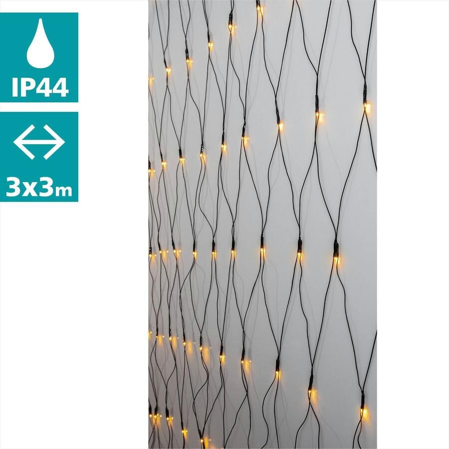 EGLO Led-lichtnet GOLDEN WARM WHITE Lichtnet voor binnen en buiten extra warmwit met kabel 3x3 m (1 stuk)