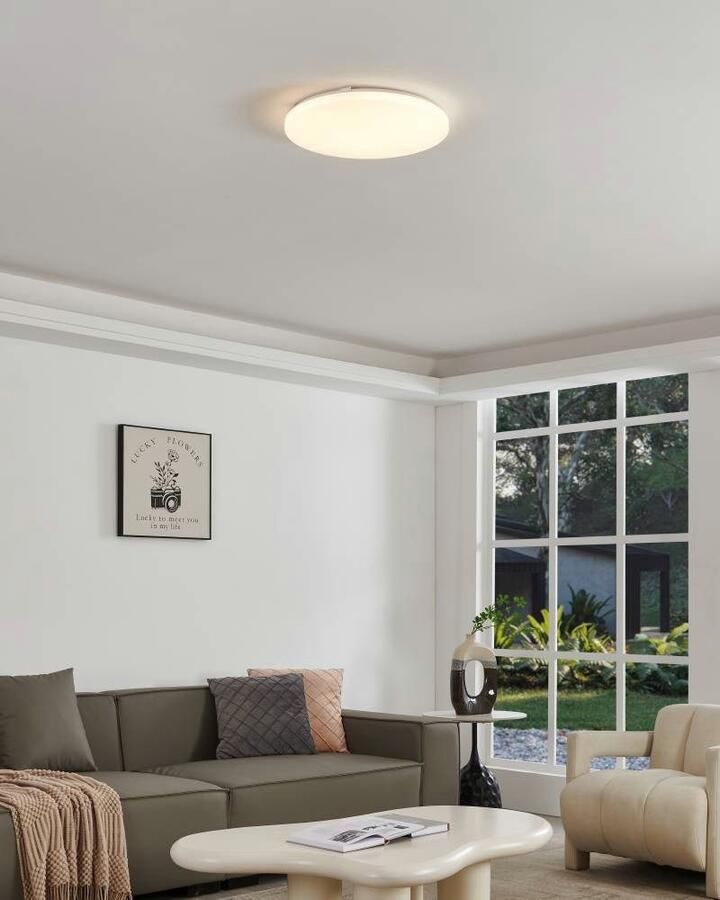 EGLO Led-plafondlamp FRANIA plafondlamp wit lage opbouw Watt kantoor Plafondlamp Lamp voor de woonkamer kleur: wit Ø: 43 cm (1 stuk) - Foto 3