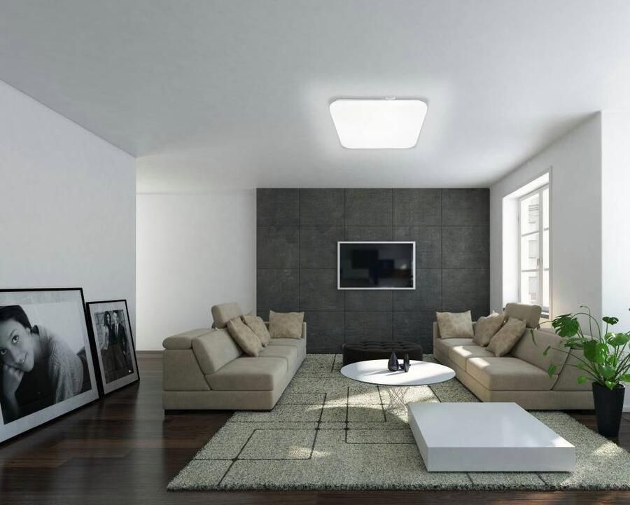 EGLO Led-plafondlamp FRANIA plafondlamp wit lage opbouw Watt kantoor wit l28 x h7 x b28 cm inclusief 1x led-plank (elk 10w) warmwit (1 stuk) - Foto 2