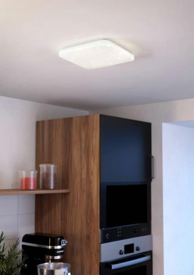 EGLO Led-plafondlamp FRANIA-S plafondlamp wit kristaleffect lage opbouw Plafondlamp met sterrenhemel-effect kleur: wit lamp L: 33 cm (1 stuk) - Foto 3