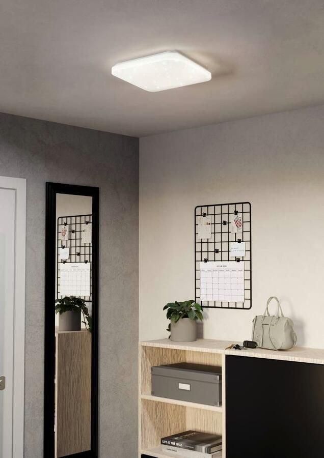 EGLO Led-plafondlamp FRANIA-S plafondlamp wit kristaleffect lage opbouw Plafondlamp met sterrenhemel-effect kleur: wit lamp L: 33 cm (1 stuk) - Foto 4