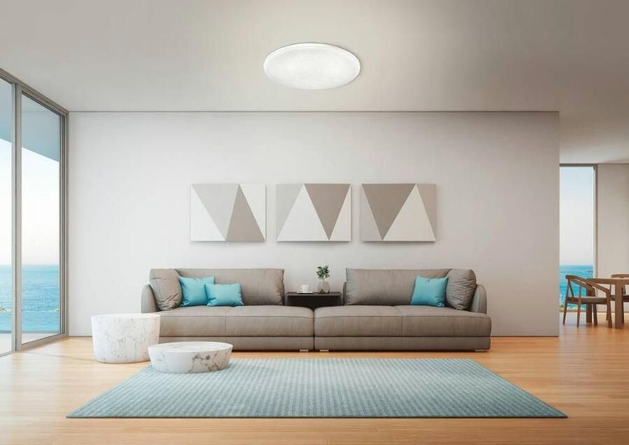 EGLO Led-plafondlamp FRANIA-S plafondlamp wit kristaleffect lage opbouw Plafondlamp met sterrenhemel-effect staal kunststof Ø: 33 cm (1 stuk) - Foto 3